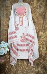 Nayan Tara White Muga Cotton Unstitched Jamdani Suit Set