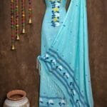 Oleander Ice Blue Muga Cotton Unstitched Jamdani Suit Set