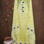 Oleander Light Lemon Muga Cotton Unstitched Jamdani Suit Set
