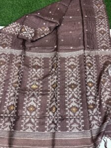 Falcon Pure Gachi Tussar Handloom Jamdani Saree