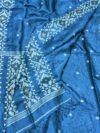 Peacock Blue Pure Gachi Tussar Handloom Jamdani Saree
