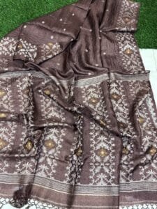 Falcon Pure Gachi Tussar Handloom Jamdani Saree