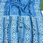 Peacock Blue Pure Gachi Tussar Handloom Jamdani Saree