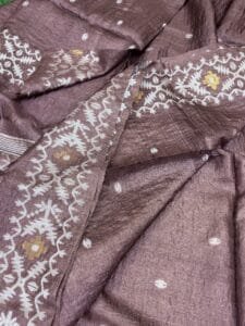 Falcon Pure Gachi Tussar Handloom Jamdani Saree