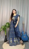 Shiuli Dark Dusk Muga Cotton Unstitched Jamdani Suit Set