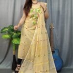 Shiuli Pavlova Muga Cotton Unstitched Jamdani Suit Set