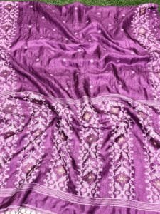 Sky Magenta Pure Gachi Tussar Handloom Jamdani Saree