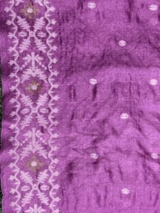Sky Magenta Pure Gachi Tussar Handloom Jamdani Saree