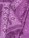 Sky Magenta Pure Gachi Tussar Handloom Jamdani Saree