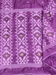 Sky Magenta Pure Gachi Tussar Handloom Jamdani Saree