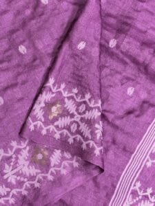 Sky Magenta Pure Gachi Tussar Handloom Jamdani Saree