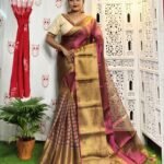 Bashful Pink Soft Tissue Handloom Saree
