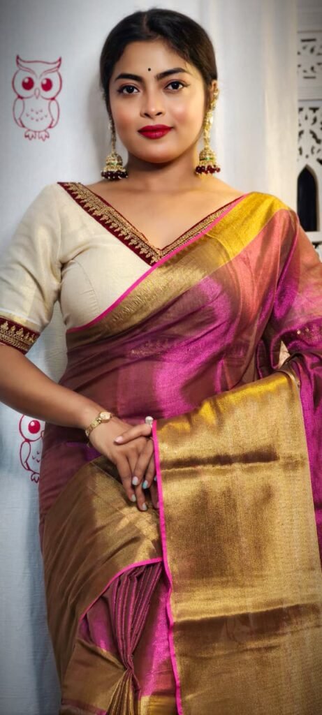 Bashful Pink Soft Tissue Handloom Saree