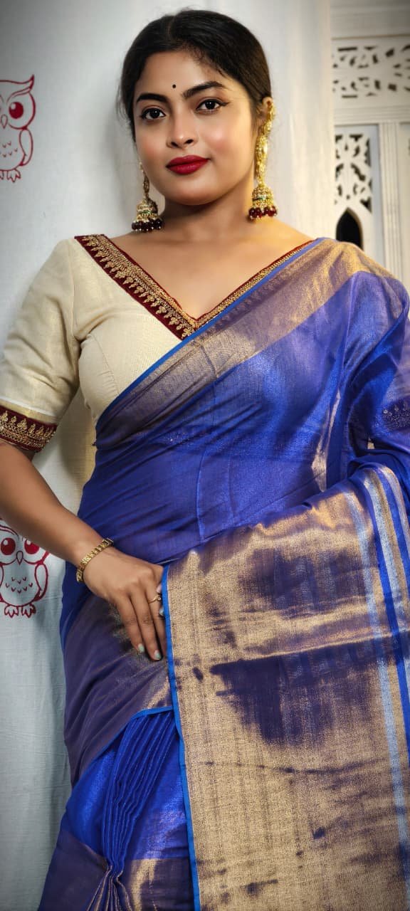 Blue Soft Tissue Handloom Saree 4 Blue Soft Tissue Handloom Saree
