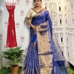 Blue Soft Tissue Handloom Saree