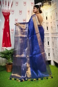 Blue Soft Tissue Handloom Saree