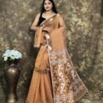 Coffee Soft Jamdani Sari With Blause Piece