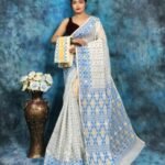 Cream Soft Jamdani Saree With Blause Piece