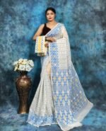 Cream Soft Jamdani Saree With Blause Piece