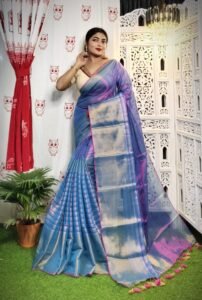 Dark Lilac Soft Tissue Handloom Saree