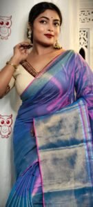 Dark Lilac Soft Tissue Handloom Saree