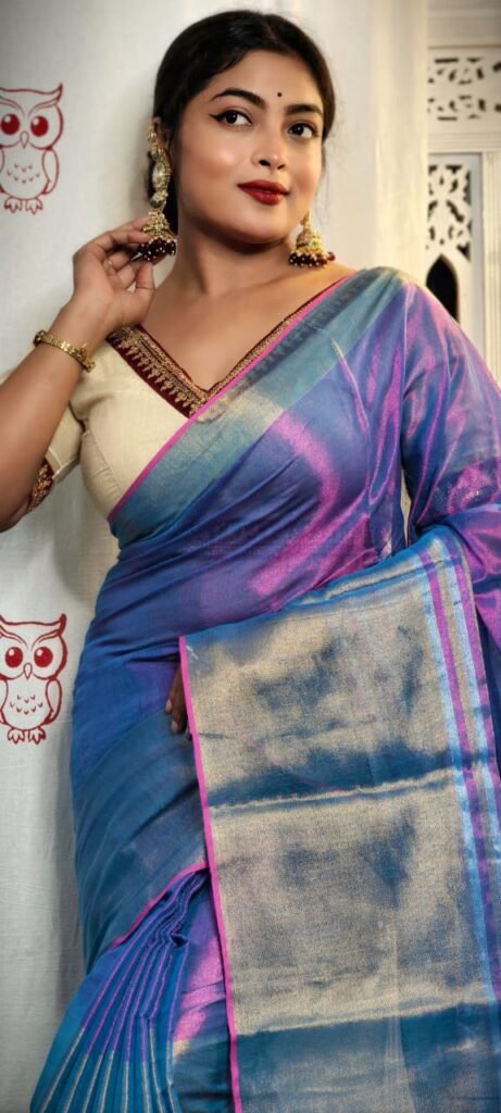 Dark Lilac Soft Tissue Handloom Saree