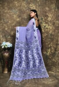 Dull Lavender Soft Jamdani Sari With Blause Piece