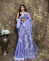 Dull Lavender Soft Jamdani Sari With Blause Piece