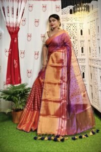 Grape Purple Soft Tissue Handloom Saree