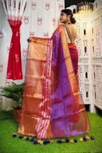 Grape Purple Soft Tissue Handloom Saree