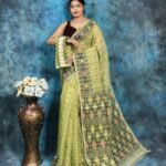 Greenish Tan Soft Jamdani Saree With Blause Piece