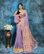 Lavender Purple Soft Jamdani Saree With Blause Piece