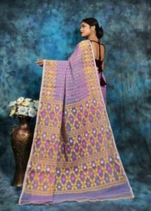 Lavender Purple Soft Jamdani Saree With Blause Piece