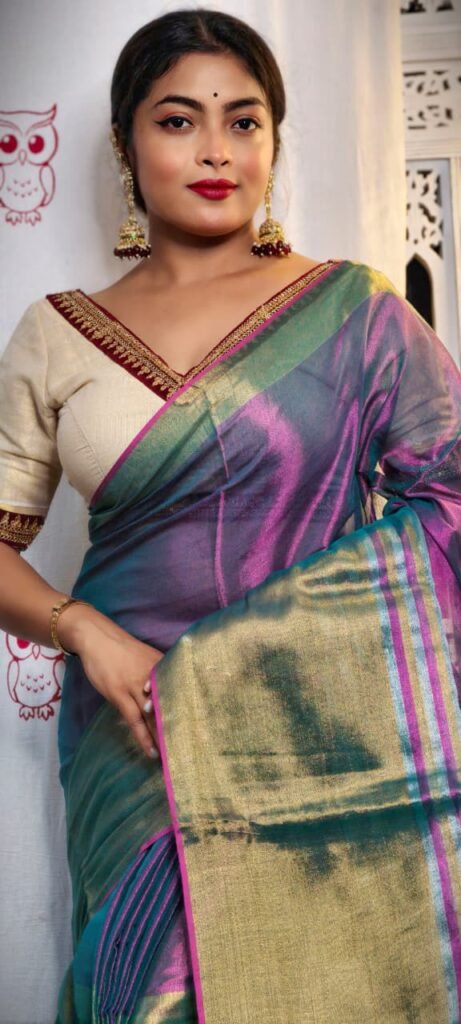 Light Plum Soft Tissue Handloom Saree