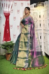 Light Plum Soft Tissue Handloom Saree