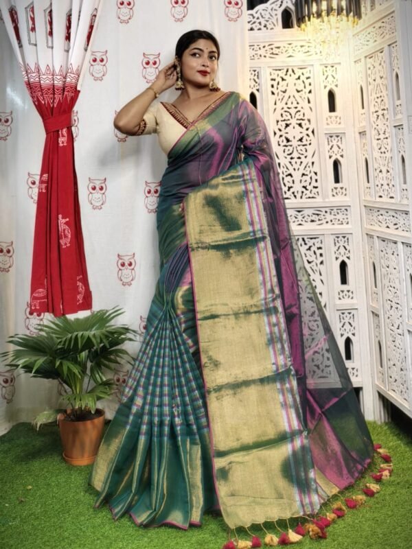 Light Plum Soft Tissue Handloom Saree