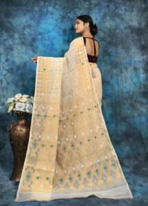 Light Vanilla Soft Jamdani Saree With Blause Piece