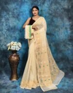 Light Vanilla Soft Jamdani Saree With Blause Piece