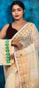 Light Vanilla Soft Jamdani Saree With Blause Piece