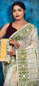Off White Soft Jamdani Saree With Blause Piece
