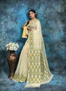 Off White Soft Jamdani Saree With Blause Piece