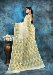 Off White Soft Jamdani Saree With Blause Piece