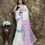 Off White Soft Jamdani Sari With Blause Piece