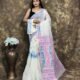 Off White Soft Jamdani Sari With Blause Piece