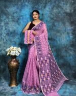 Persian Pink Soft Jamdani Saree With Blause Piece