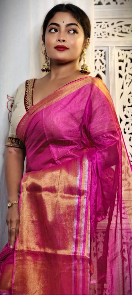 Rich Maroon Soft Tissue Handloom Saree