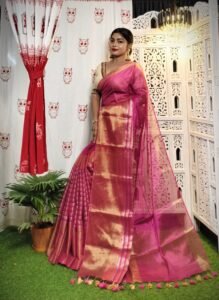 Rich Maroon Soft Tissue Handloom Saree