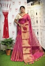 Rich Maroon Soft Tissue Handloom Saree