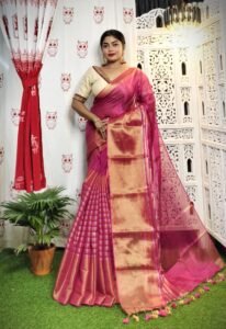 Rich Maroon Soft Tissue Handloom Saree