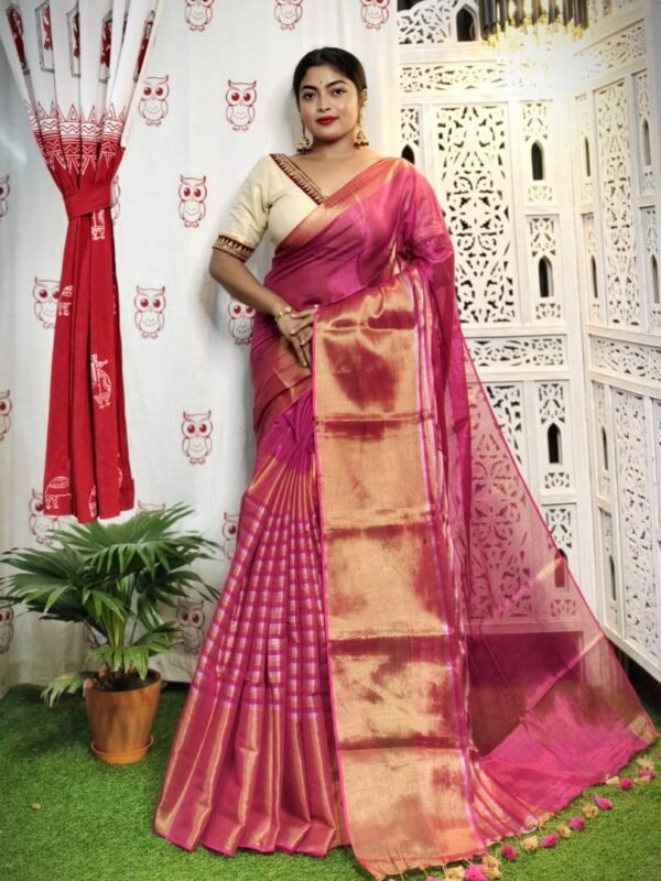 Rich Maroon Soft Tissue Handloom Saree